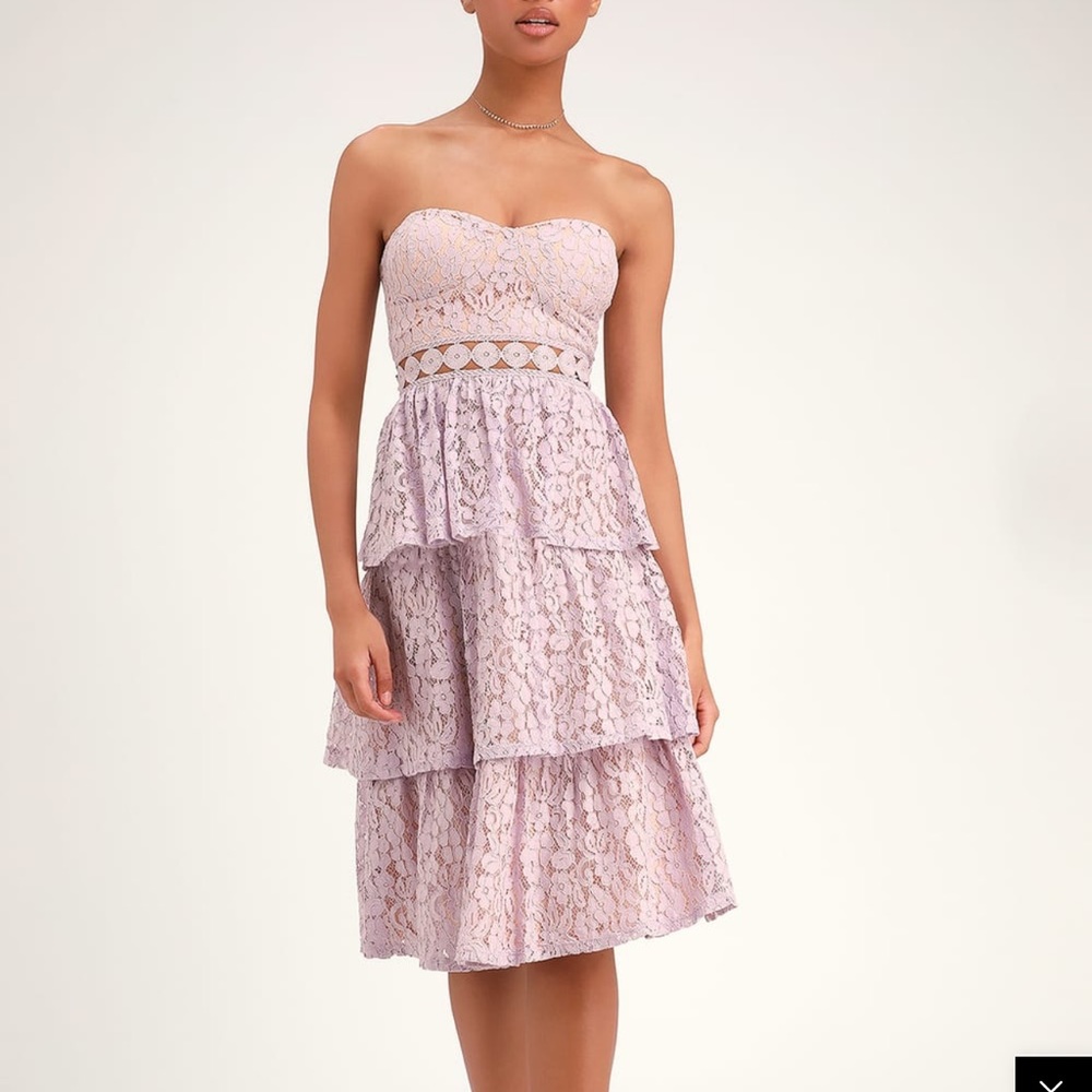 Lavender NWT Lulus tiered lace dress